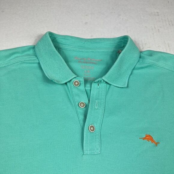 Tommy Bahama Mens Island Zone Polo Shirt Green Short Sleeve Preppy Top LARGE - Picture 3 of 10